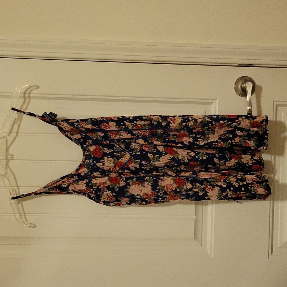 Spaghetti strap Blue Floral Dress